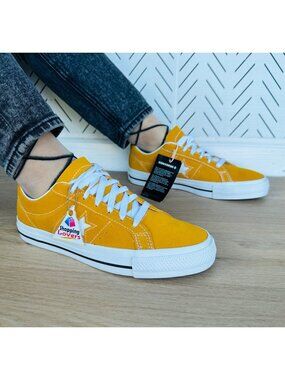⭐Converse One Star Pro OX Low Women Shoes 8 Mustard Yellow Suede Sneaker A09231C